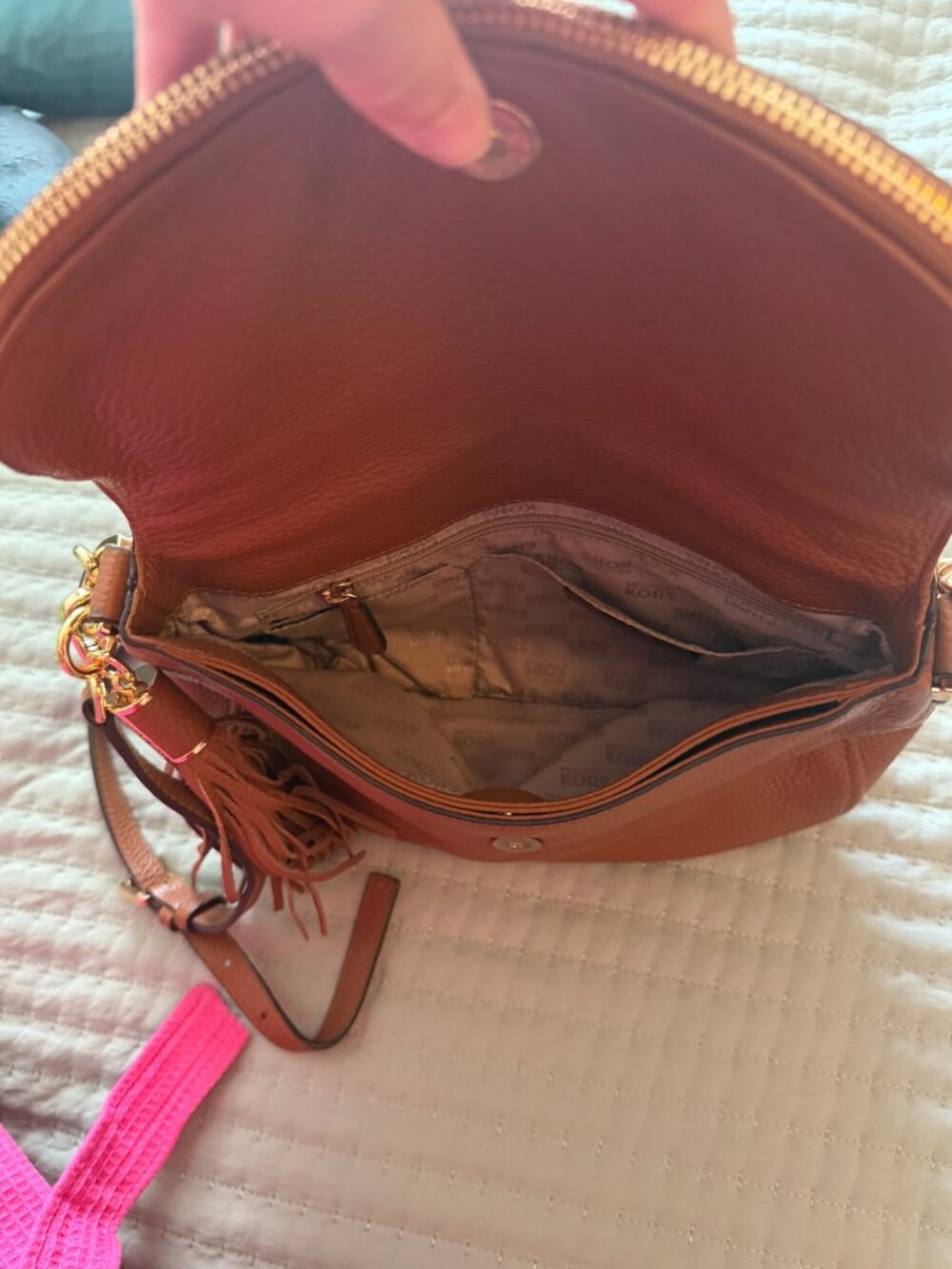 Michael Kors Pebbled Leather Crossbody Bag Brown - Picture 4 of 4